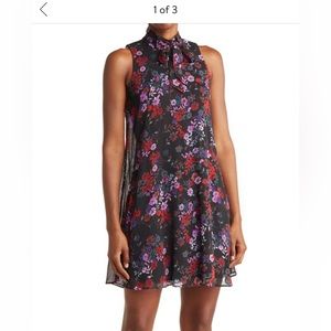 NWT Calvin Klein floral tie neck trapeze dress size 14